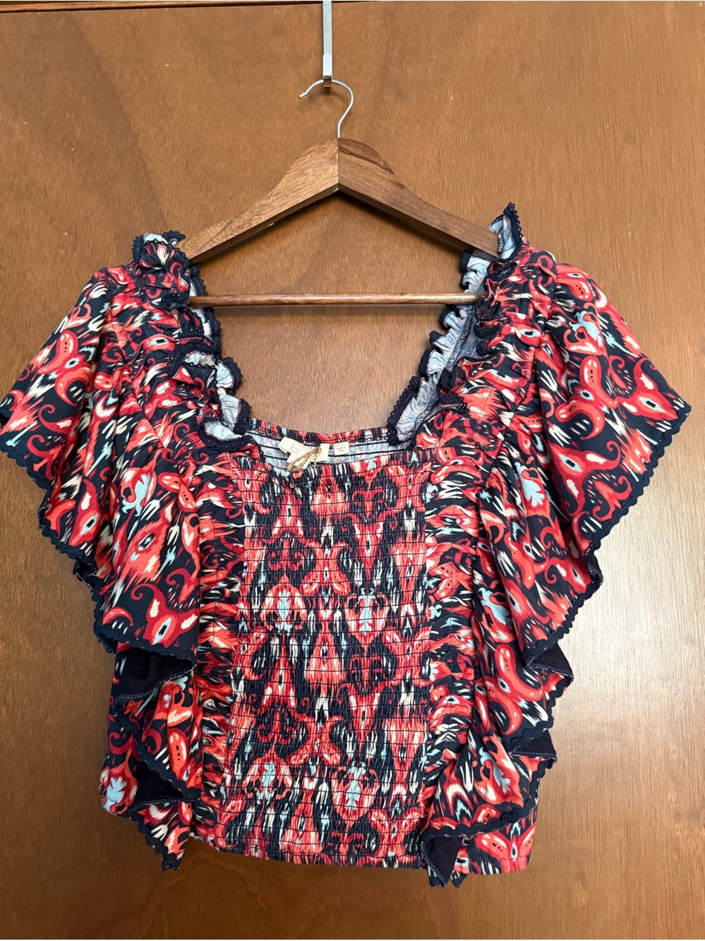 Anthropologie Let Me Be Smocked Crop Top